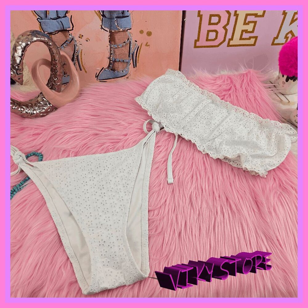 ❤️ NWT Victoria’s Secret White Swim Set Top Bottom XLarge❤️